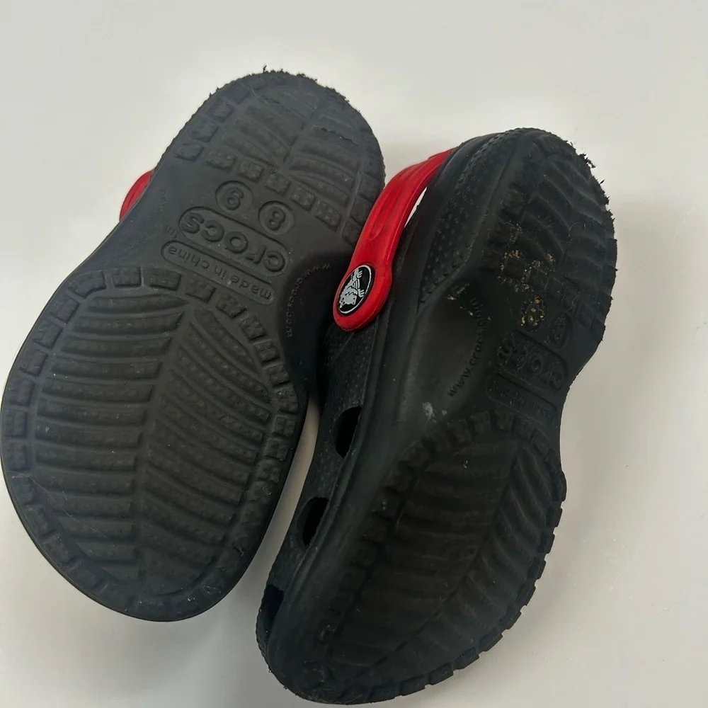 CROCS Kids Black and Red Character Slippers